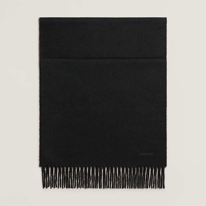 カシミヤマフラー 《ユニ・ブロデ》 - ブラック | Hermès - エルメス